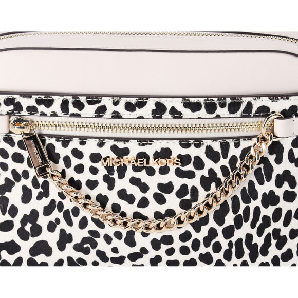 Michael Kors Jet Set East West Chain Crossbody Light Cream Multi Cheetah - Picture 2 of 4